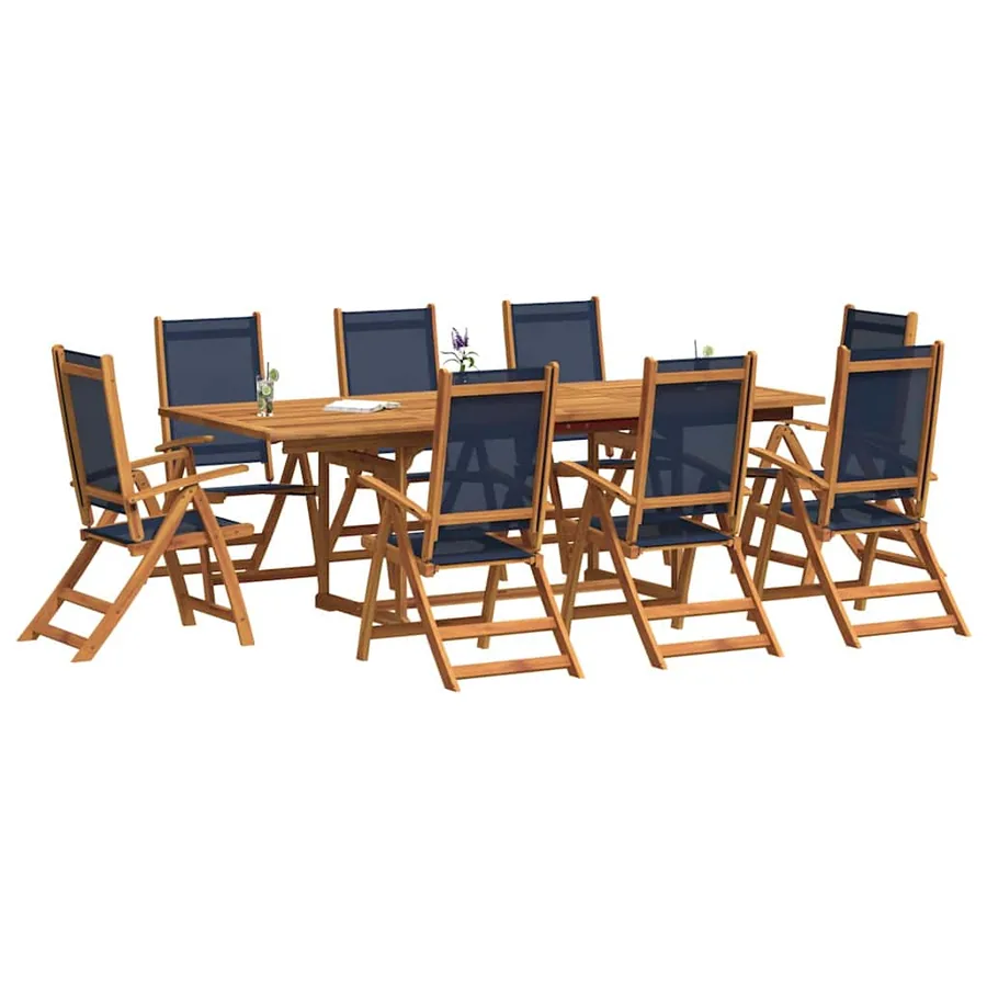 Ensemble à manger de jardin 9pcs bois d'acacia solide textilène - 7