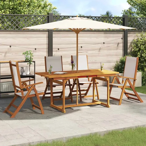 Ensemble à manger de jardin 5pcs bois d'acacia solide textilène
