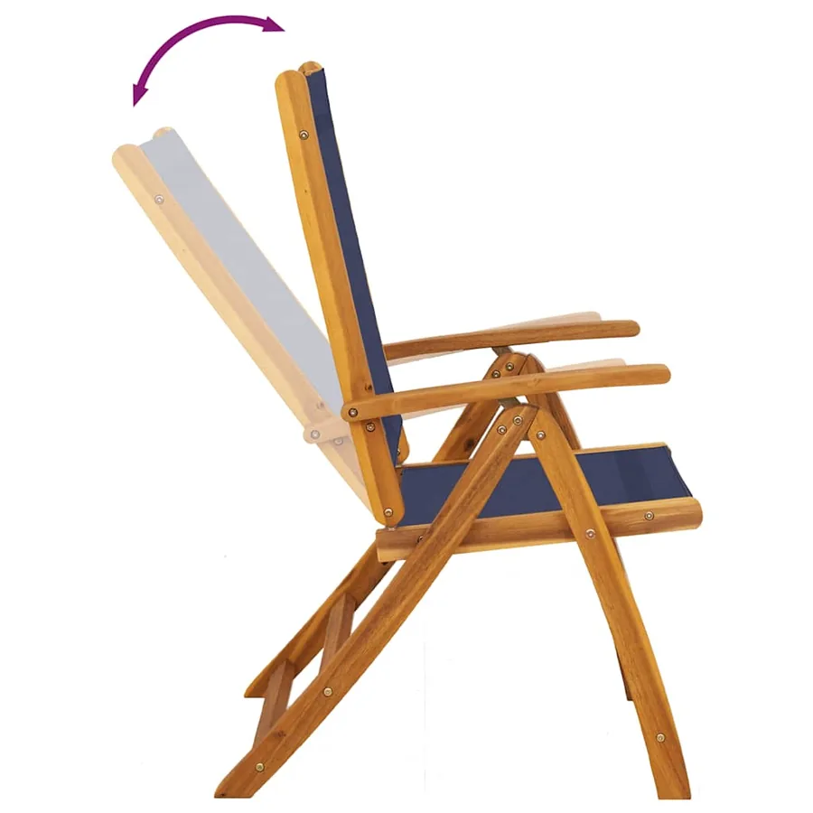 Chaises pliables de jardin lot de 6 bois d'acacia et textilène - 7