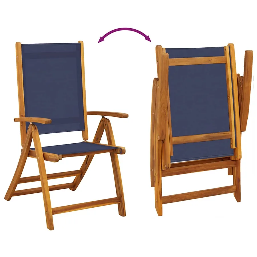 Chaises pliables de jardin lot de 6 bois d'acacia et textilène - 8