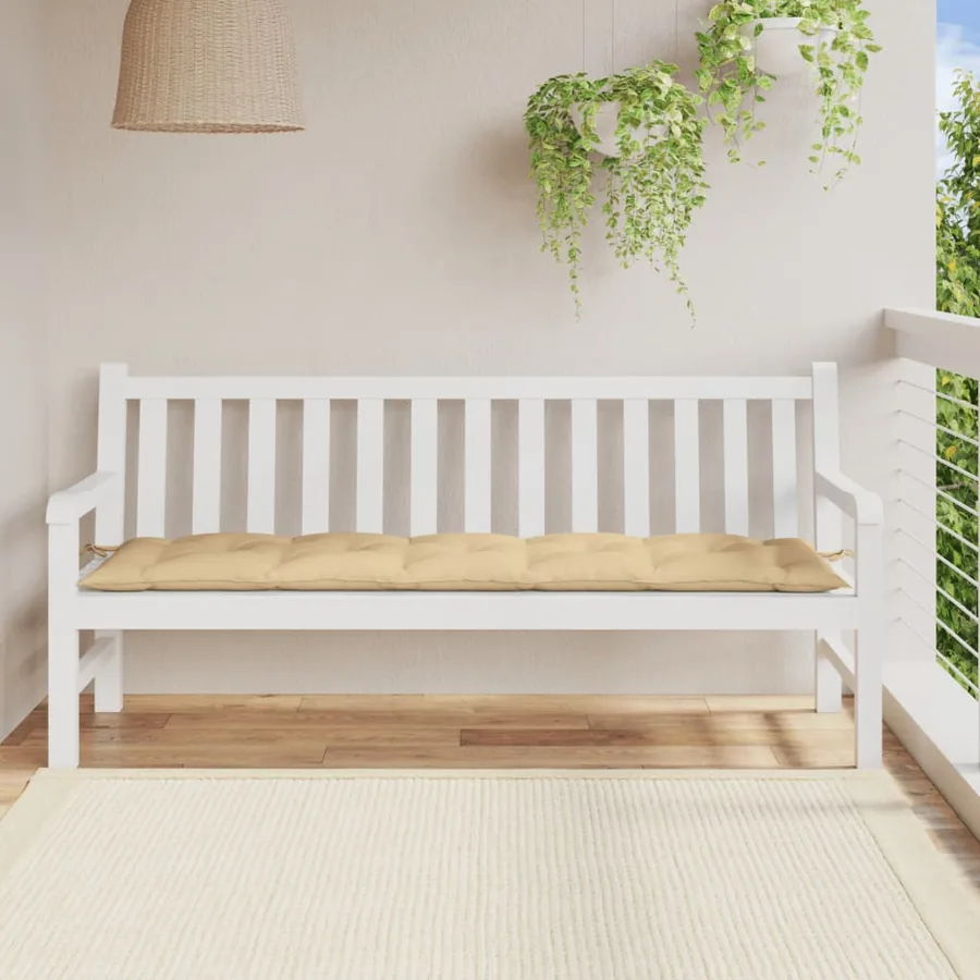 Coussin de banc de jardin beige mélangé 180x50x7 cm tissu - 3