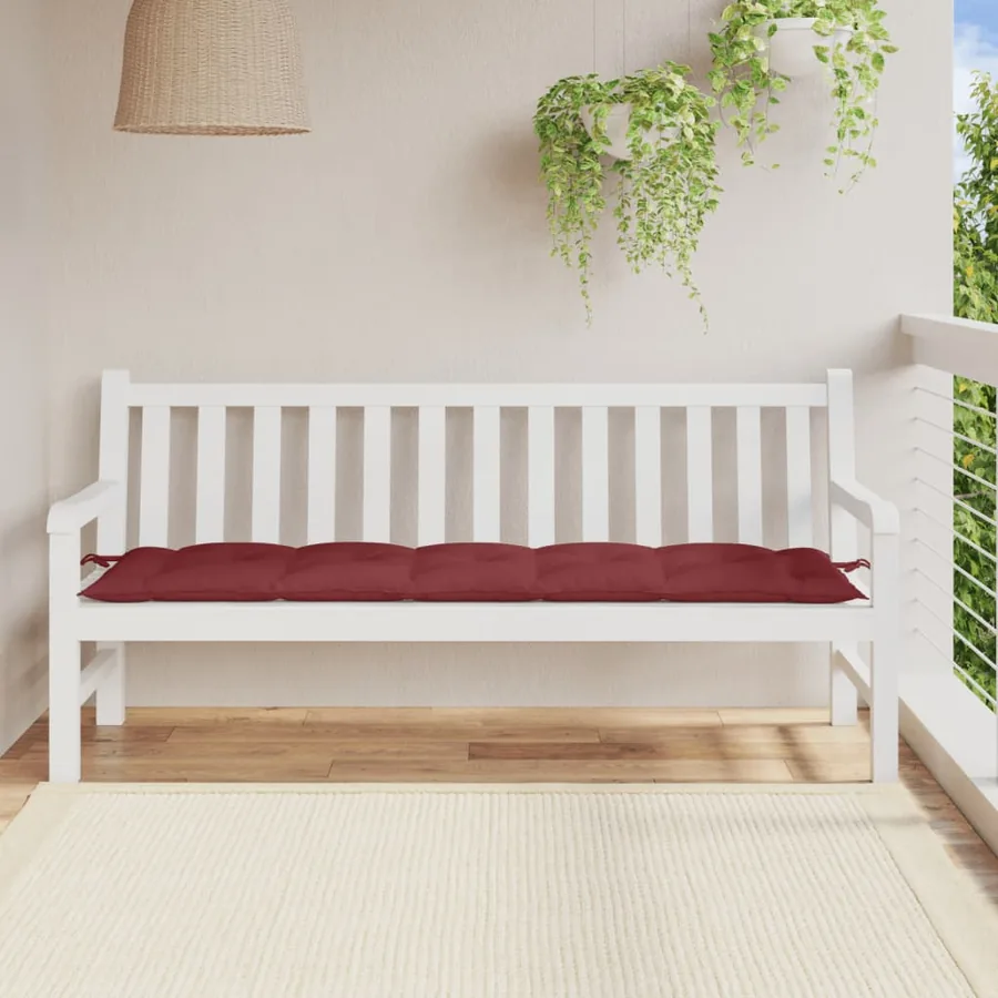 Coussin de banc de jardin rouge bordeaux mélangé tissu - 3