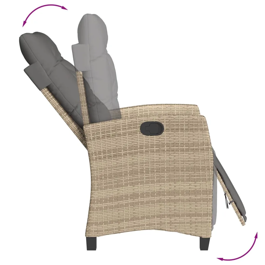 Chaises inclinables de jardin lot de 2 avec repose-pied rotin - 8