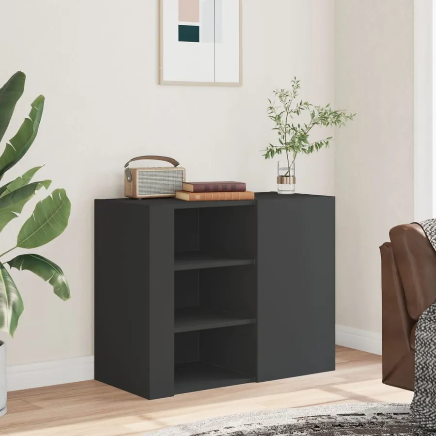 Armoire murale noir 75x35x60 cm bois d'ingénierie - 3