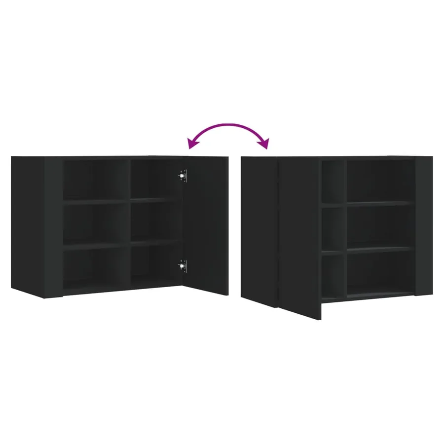 Armoire murale noir 75x35x60 cm bois d'ingénierie - 8