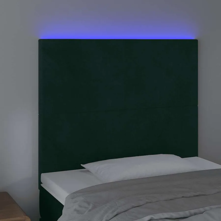 Tête de lit à LED Vert foncé 80x5x118/128 cm Velours - 3