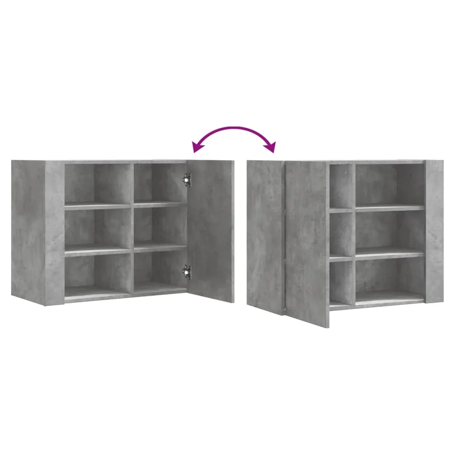 Armoire murale gris béton 75x35x60 cm bois d'ingénierie - 8