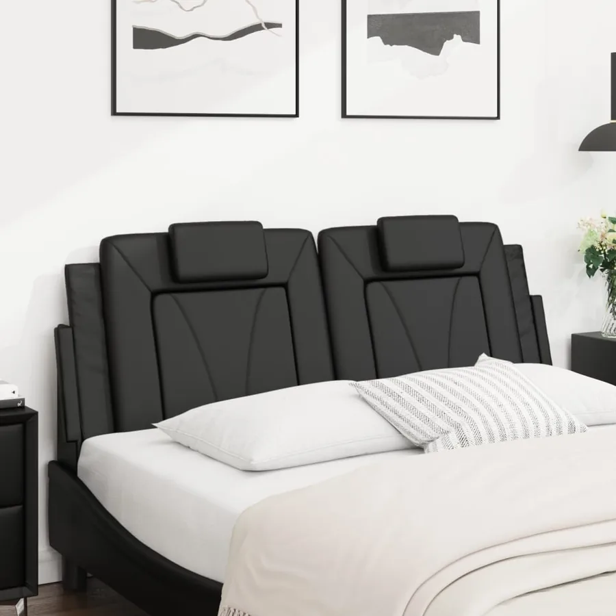Coussin de tête de lit Viana noir 140 cm similicuir - 3