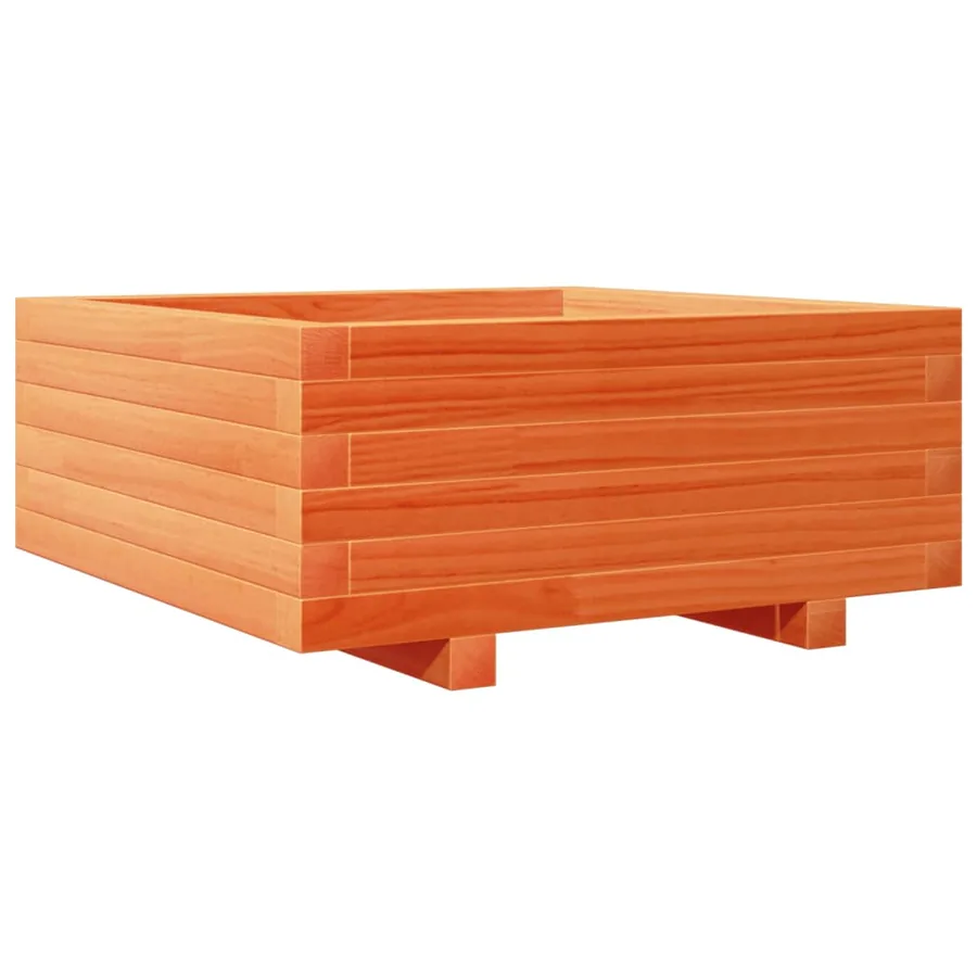 Jardinière cire marron 60x60x26,5 cm bois de pin massif - 7