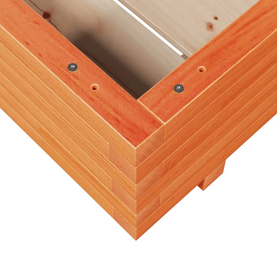Jardinière cire marron 60x60x26,5 cm bois de pin massif - 8