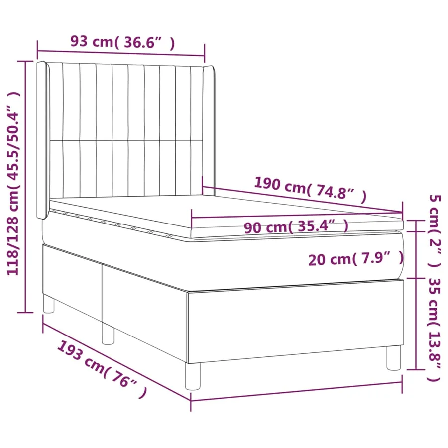 Sommier à lattes de lit avec matelas Marron foncé 90x190 cm - 7