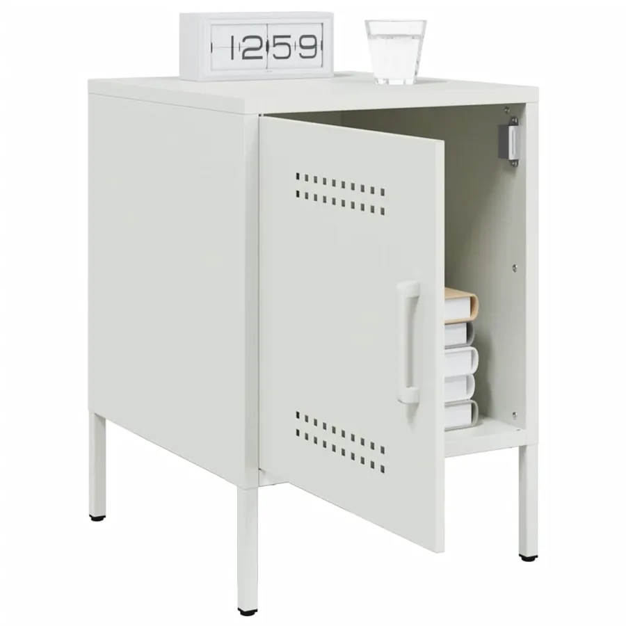 Tables de chevet 2 pcs blanc 36x39x50,5 cm acier - 4