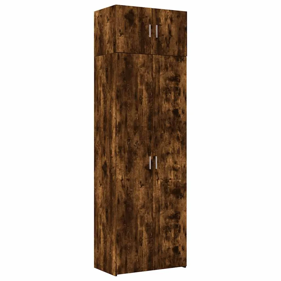 Armoire de rangement chêne fumé 70x42,5x225cm bois d'ingénierie - 2