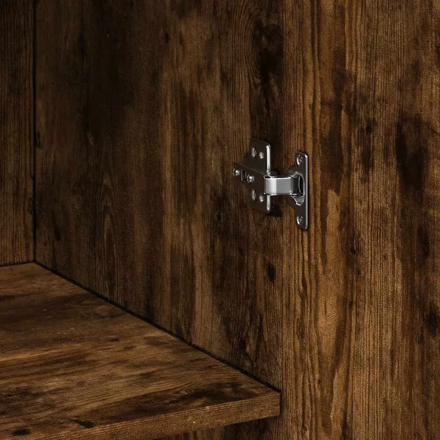Armoire de rangement chêne fumé 70x42,5x225cm bois d'ingénierie - 9