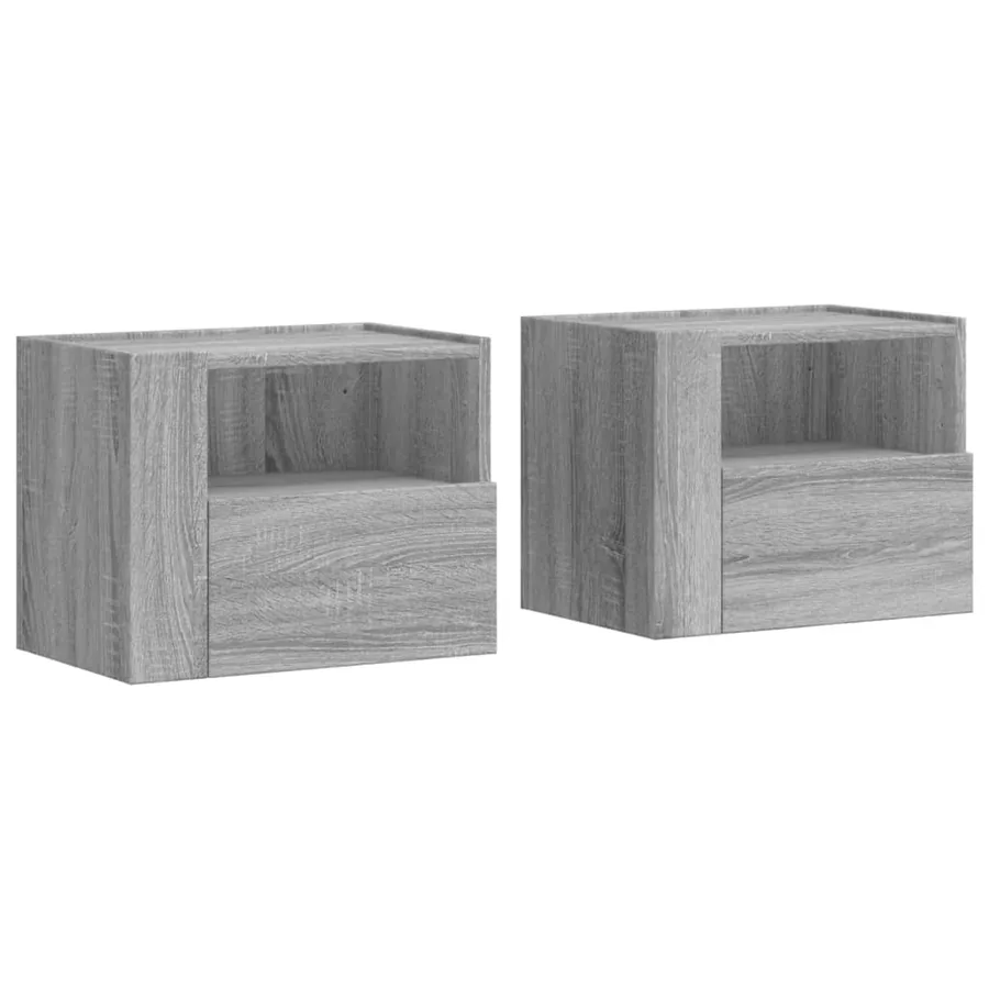 Tables de chevet murales 2 pcs sonoma gris 45x30x35 cm - 2
