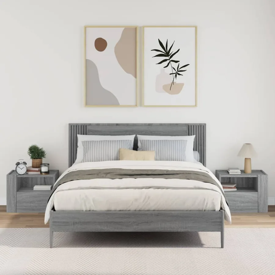 Tables de chevet murales 2 pcs sonoma gris 45x30x35 cm - 3