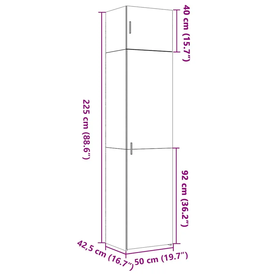 Armoire de rangement mince gris béton 50x42,5x225 cm - 14