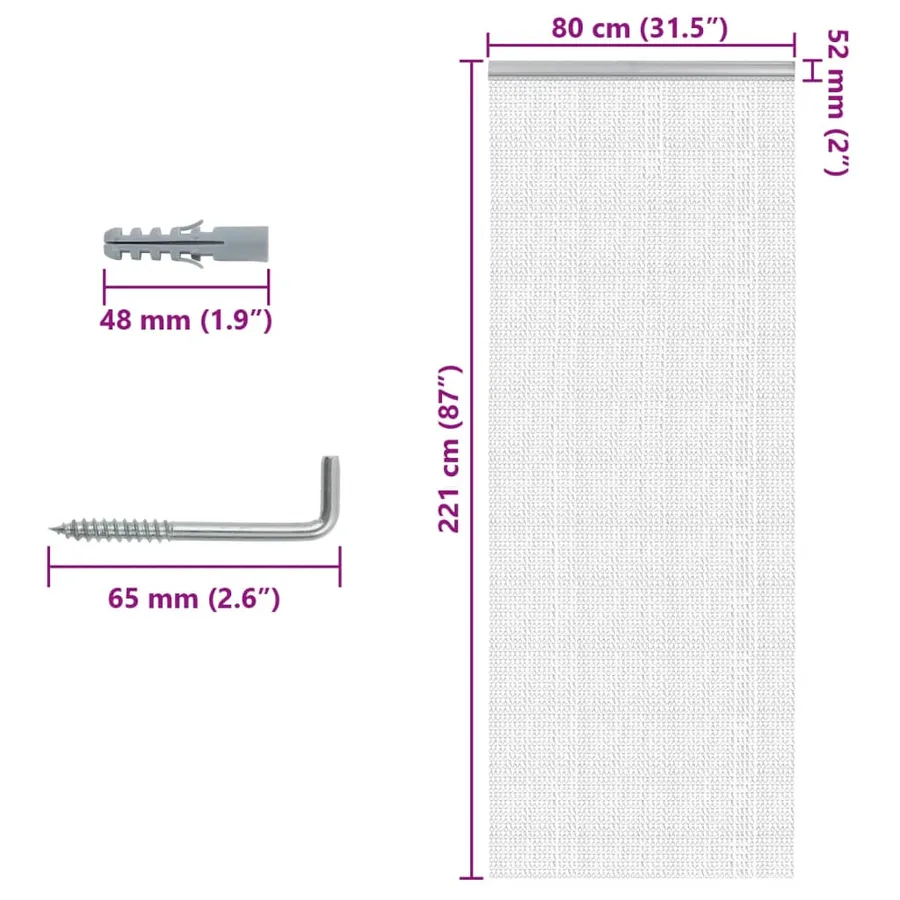 Moustiquaire de porte à chaîne 80x221 cm aluminium - 5