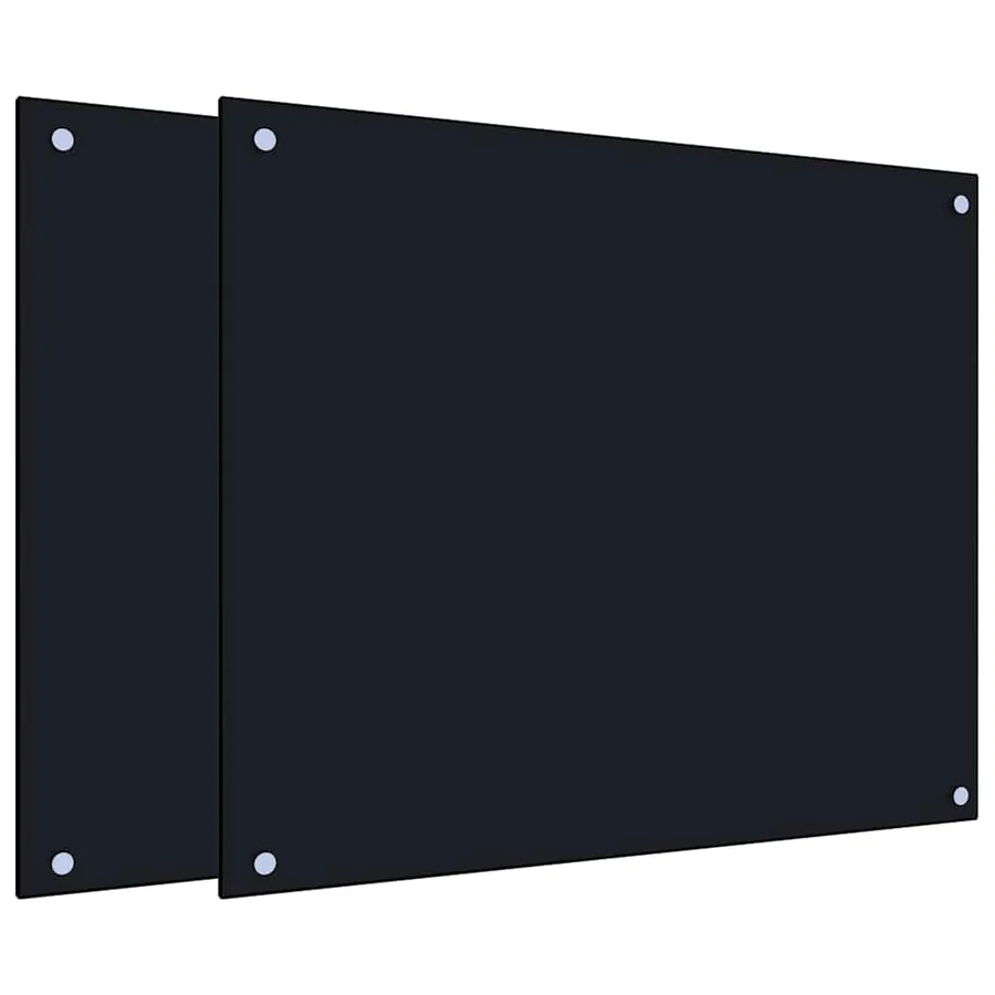 Dosserets de cuisine 2 pcs noir 70x60 cm verre trempé - 2