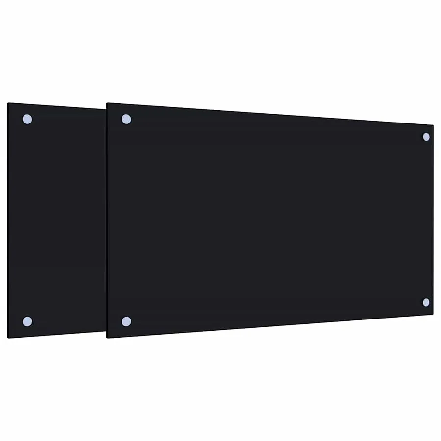 Dosserets de cuisine 2 pcs noir 70x40 cm verre trempé - 2