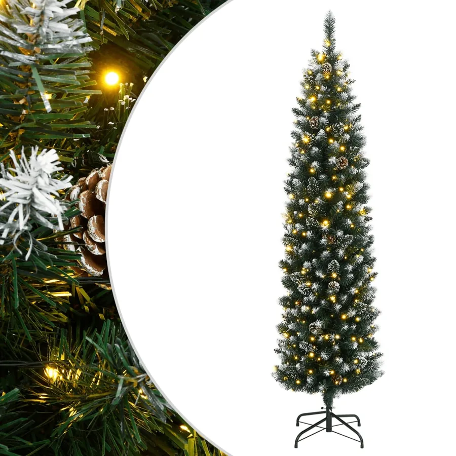 Sapin de Noël artificiel mince 300 LED 210 cm
