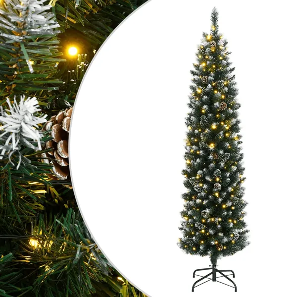 Sapin de Noël artificiel mince 300 LED 210 cm