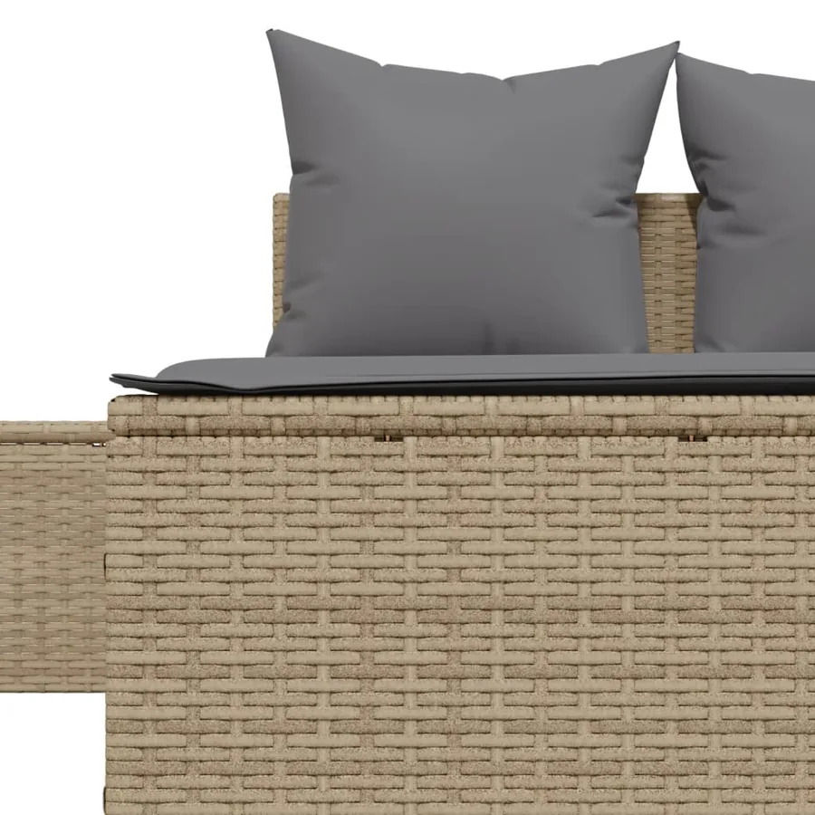 Chaise longue double avec coussins beige résine tressée - 7