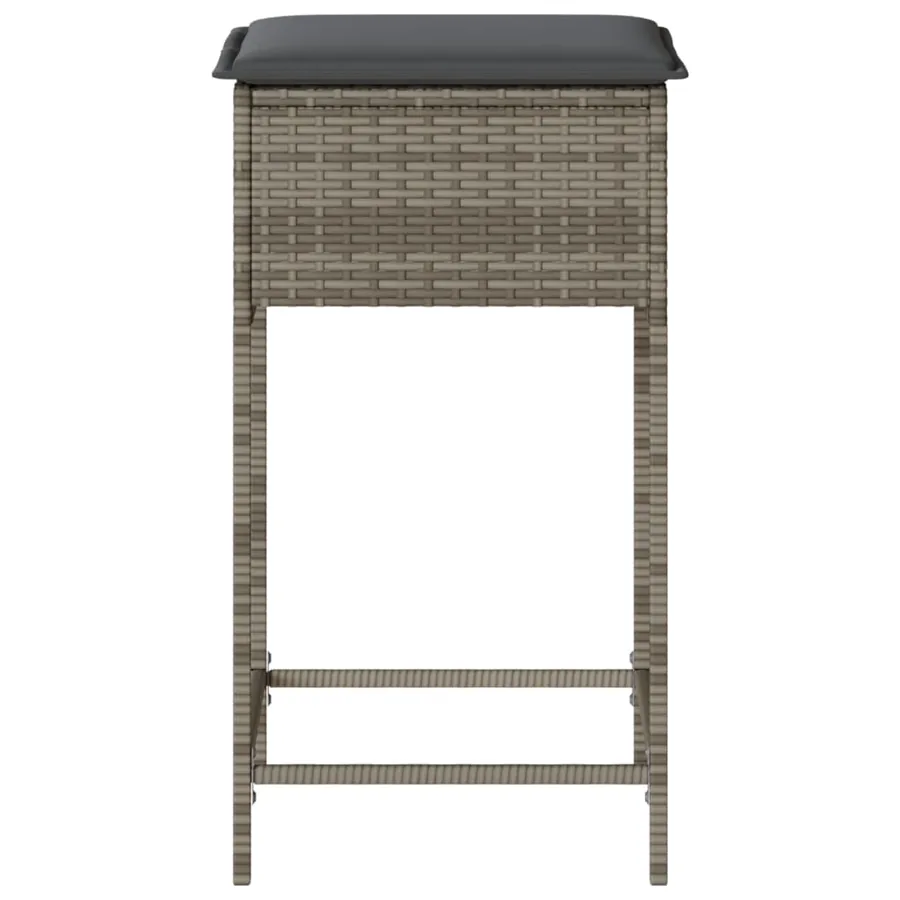 Tabourets de bar jardin coussins lot de 2 gris résine tressée - 5