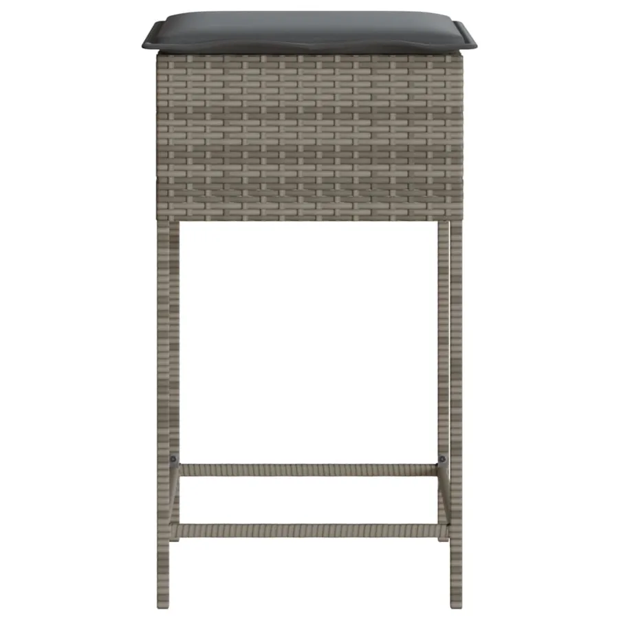 Tabourets de bar jardin coussins lot de 2 gris résine tressée - 6