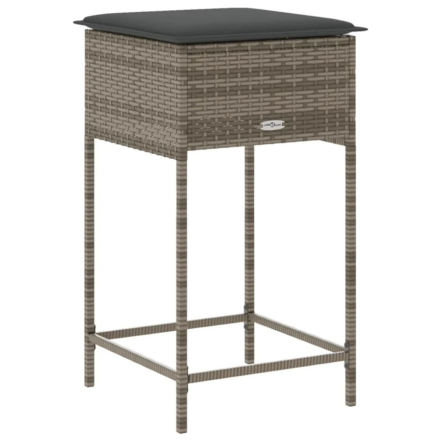 Tabourets de bar jardin coussins lot de 2 gris résine tressée - 7