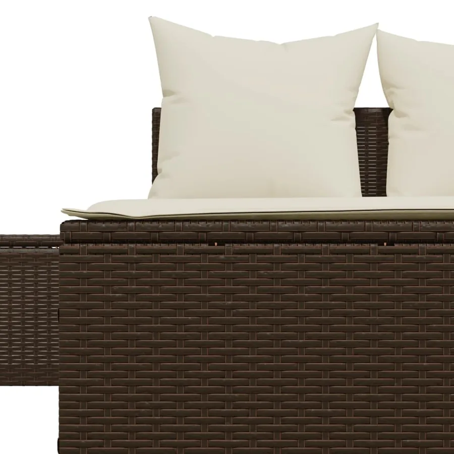 Chaise longue double avec coussins marron résine tressée - 7