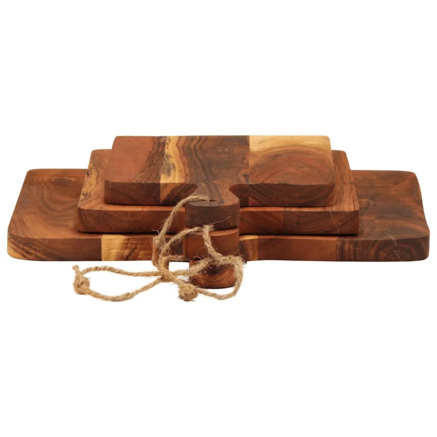 Planche à découper 3 pcs cm bois d'acacia massif - 5