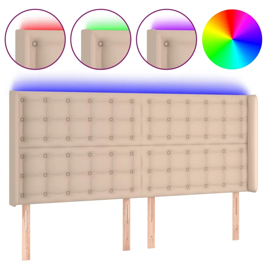 Tête de lit à LED Cappuccino 163x16x118/128 cm Similicuir - 2