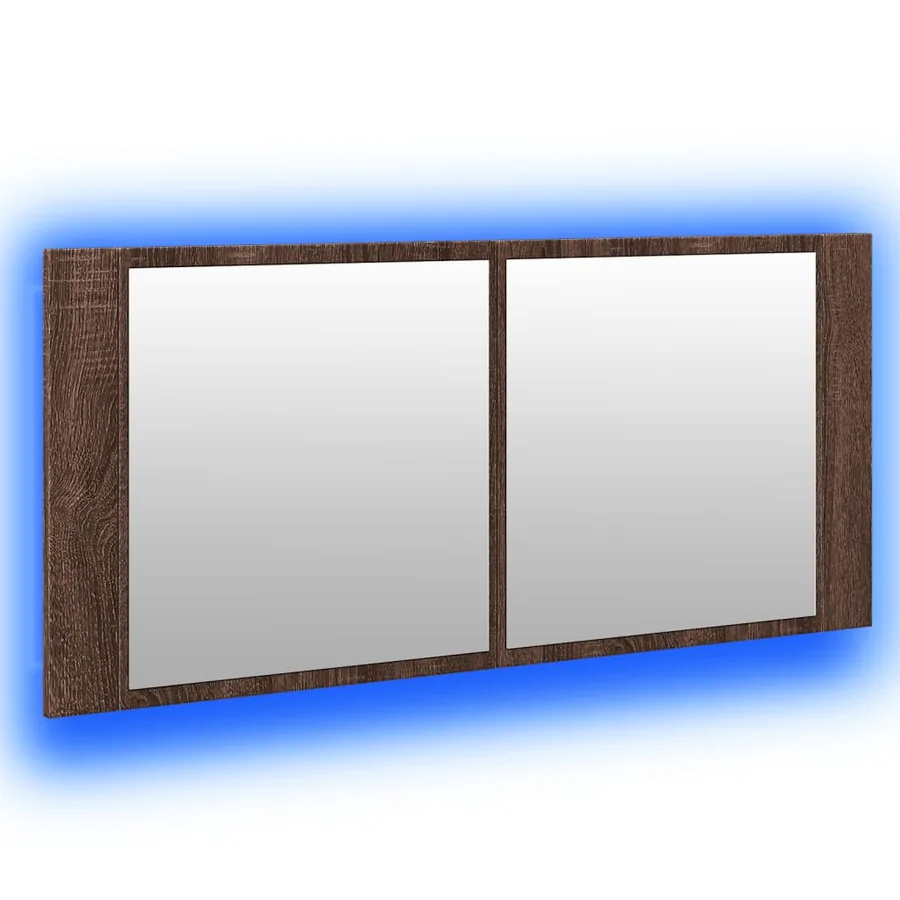 Armoire à miroir à LED de bain chêne marron 100x12x45 cm - 5