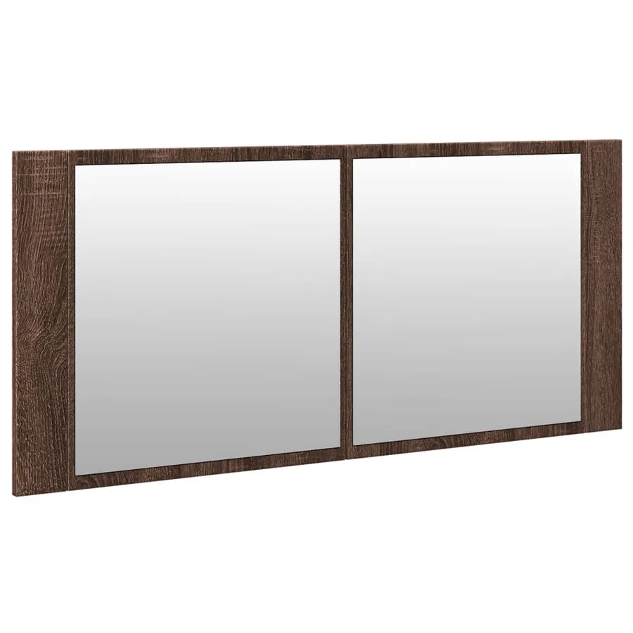 Armoire à miroir à LED de bain chêne marron 100x12x45 cm - 6