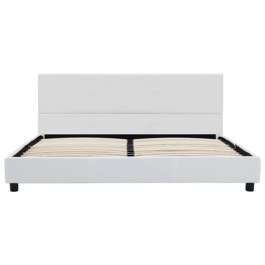 Cadre de lit sans matelas blanc similicuir 120x200 cm - 3