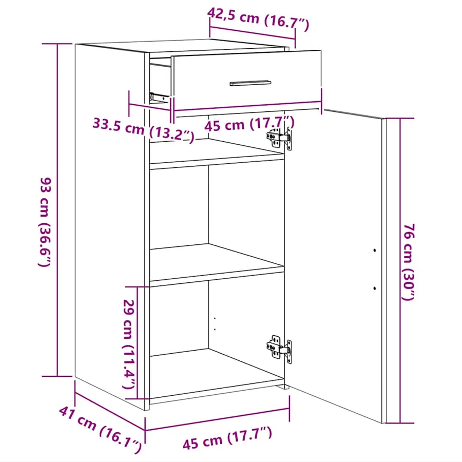Buffet gris béton 45x42,5x93 cm bois d'ingénierie - 11