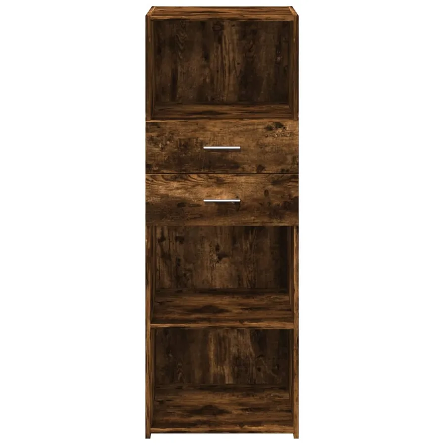 Buffet haut chêne fumé 45x42,5x124 cm bois d'ingénierie - 4