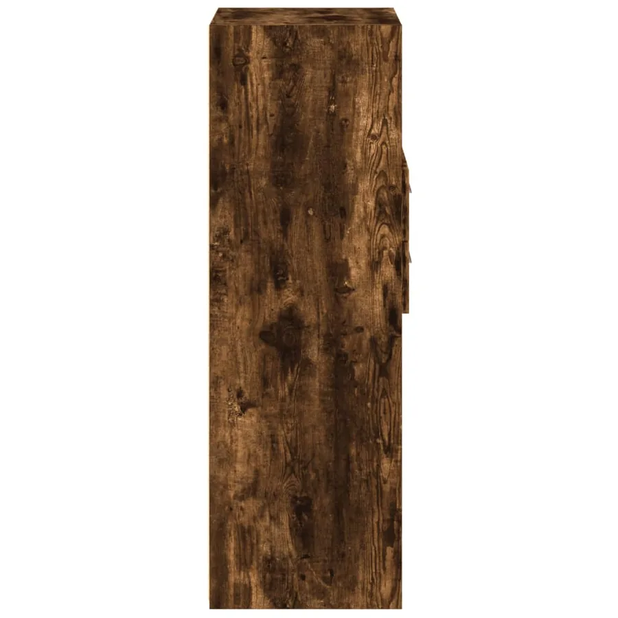 Buffet haut chêne fumé 45x42,5x124 cm bois d'ingénierie - 5