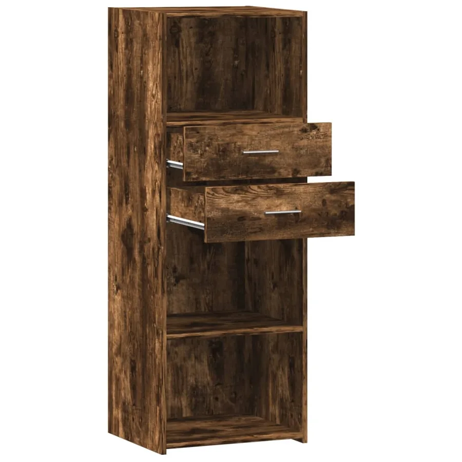 Buffet haut chêne fumé 45x42,5x124 cm bois d'ingénierie - 7
