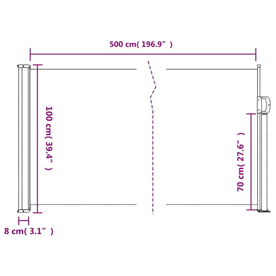 Auvent latéral rétractable blanc 100x500 cm - 10