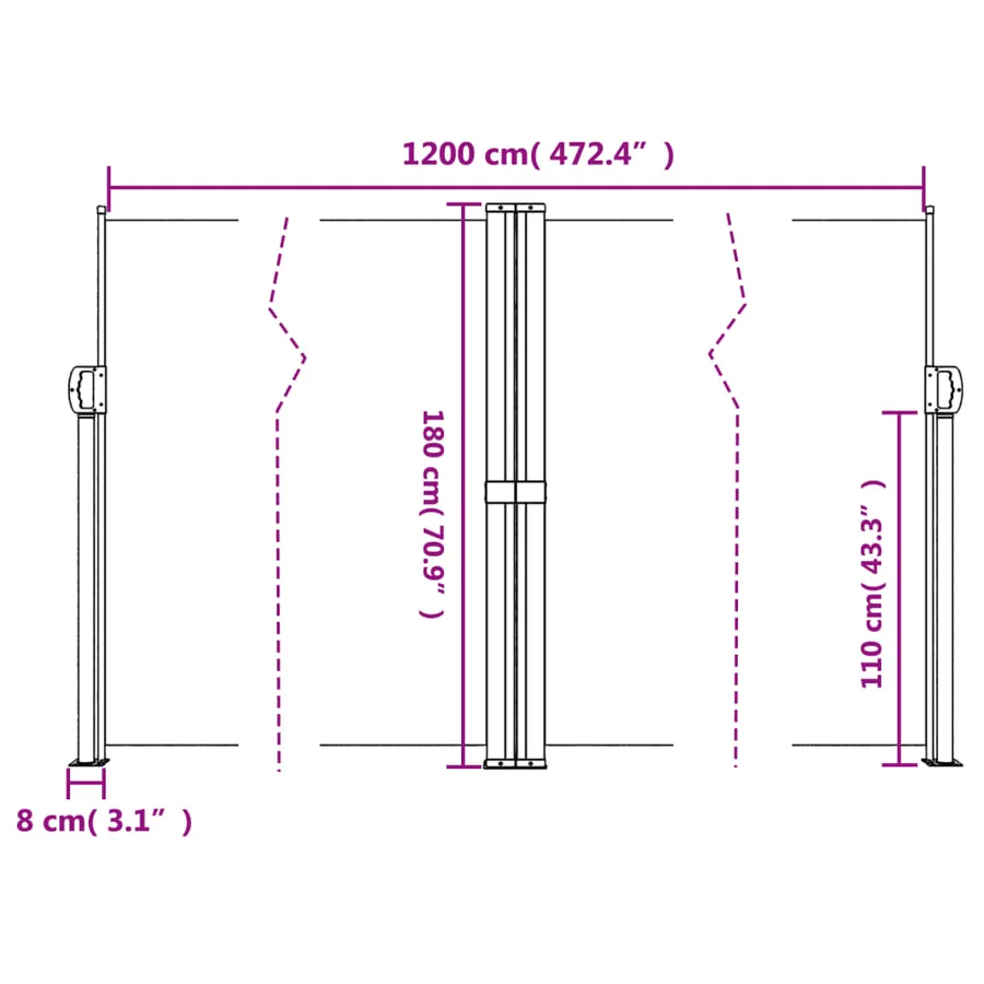 Auvent latéral rétractable blanc 180x1200 cm - 10