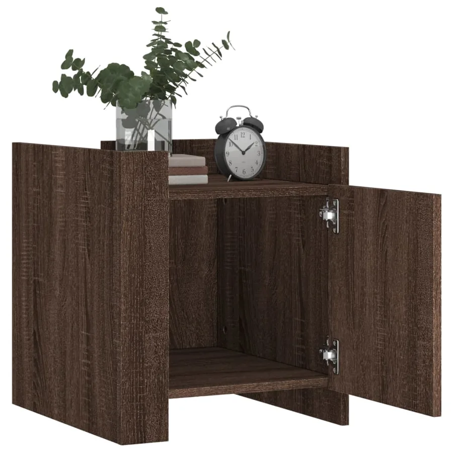 Table de chevet chêne marron 45x50x50 cm bois d’ingénierie - 3