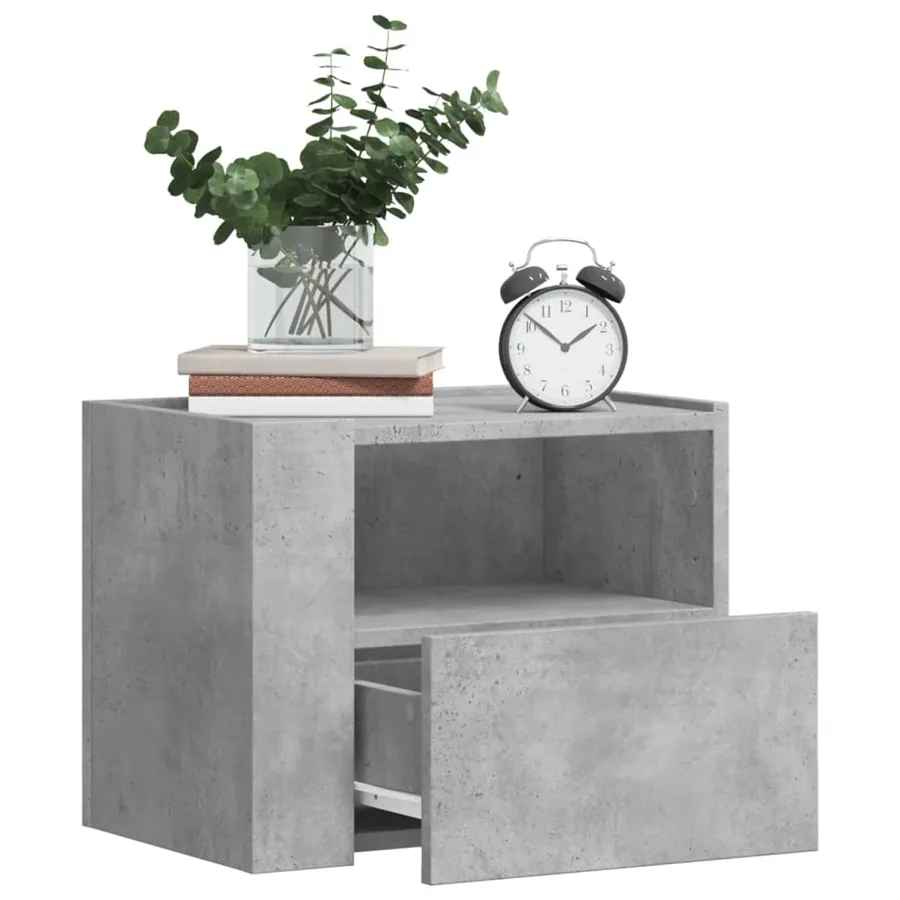 Table de chevet murale gris béton 45x30x35 cm - 3