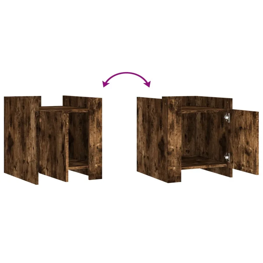 Table de chevet chêne fumé 45x50x50 cm bois d'ingénierie - 8