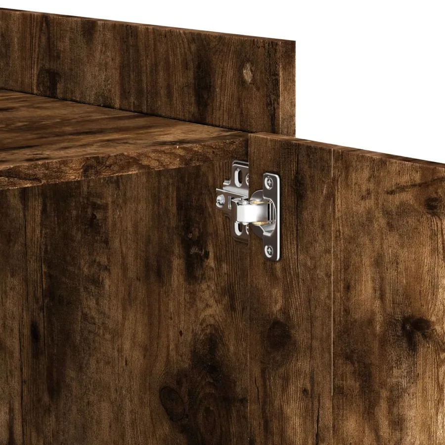 Table de chevet chêne fumé 45x50x50 cm bois d'ingénierie - 9