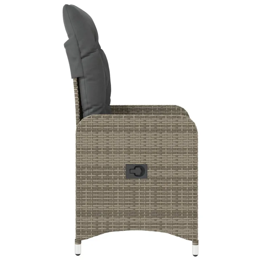 Chaises inclinables de jardin lot de 2 et coussins gris rotin - 5