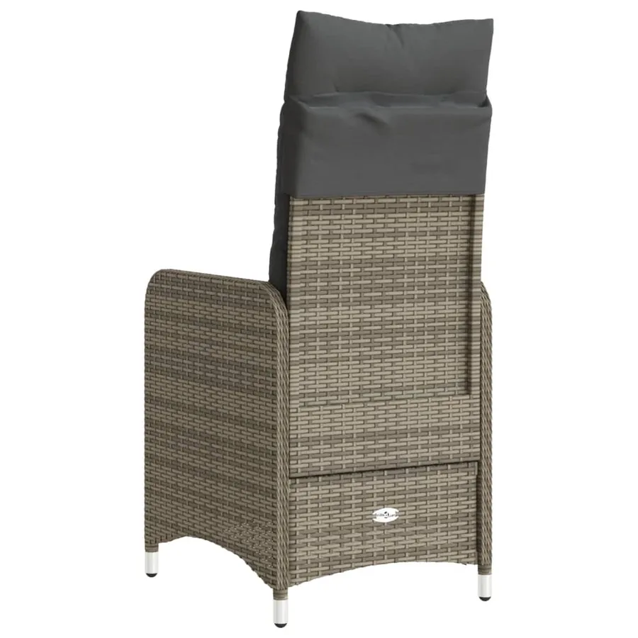 Chaises inclinables de jardin lot de 2 et coussins gris rotin - 6