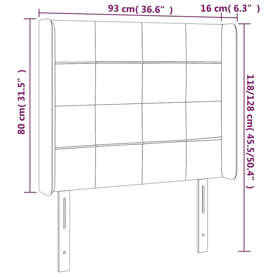 Tête de lit à LED Vert foncé 93x16x118/128 cm Velours - 7