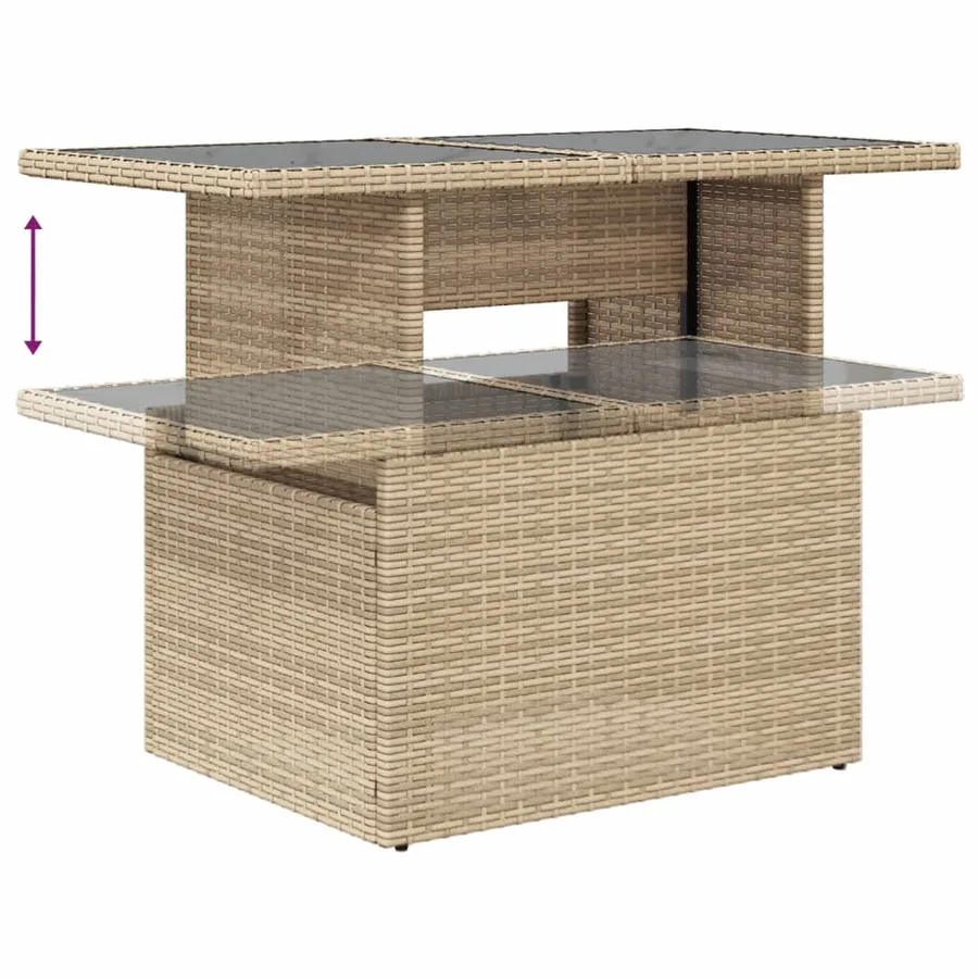 Salon de jardin avec coussins 7 pcs beige résine tressée - 6
